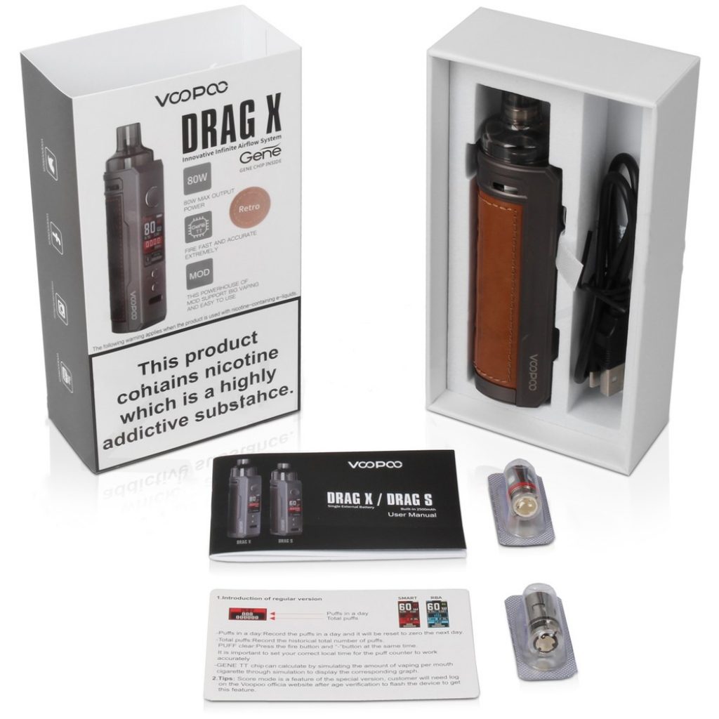 voopoo drag x mod pod kit package contents