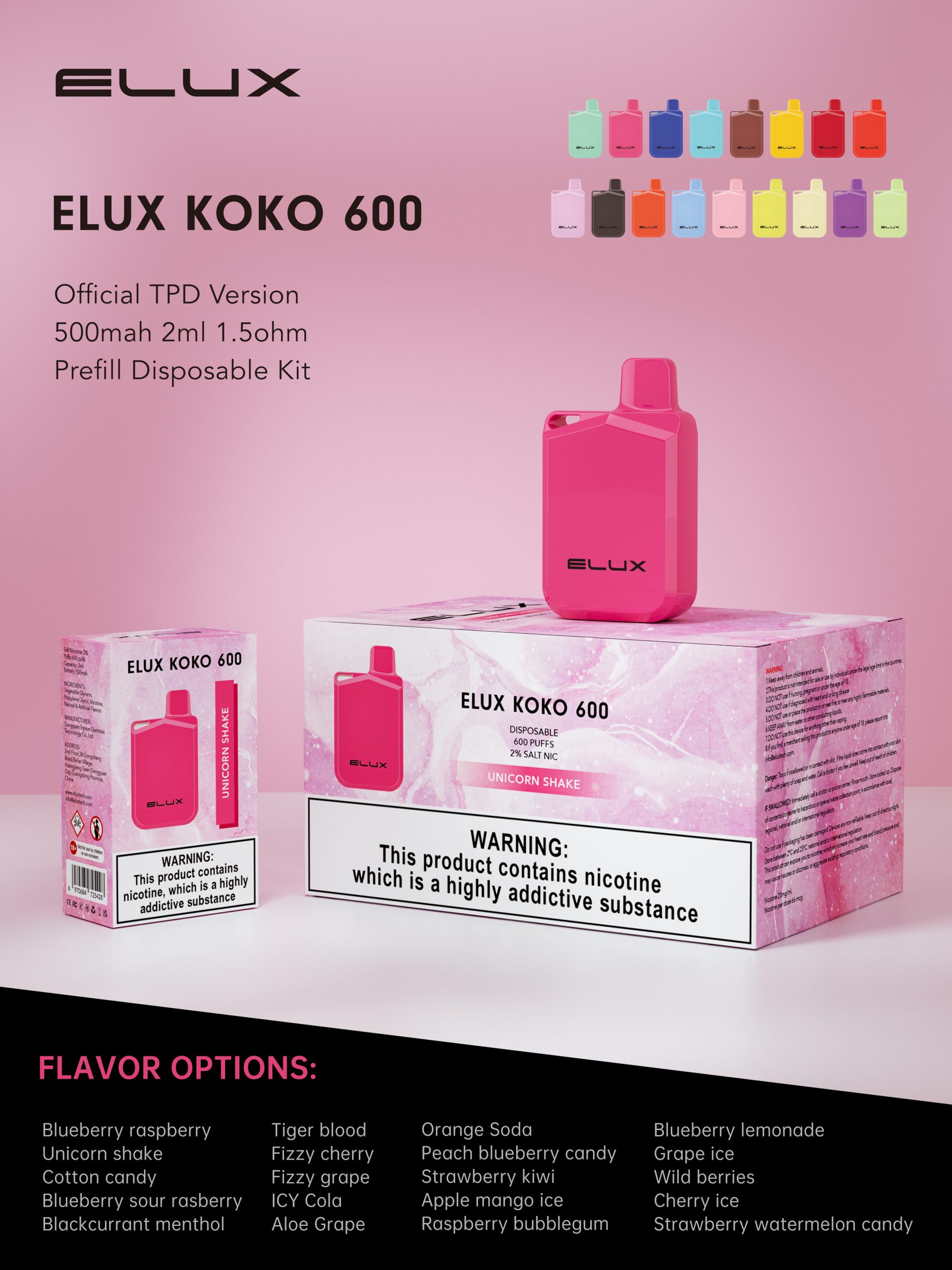 Elux KOKO 600 vaporizador desechable