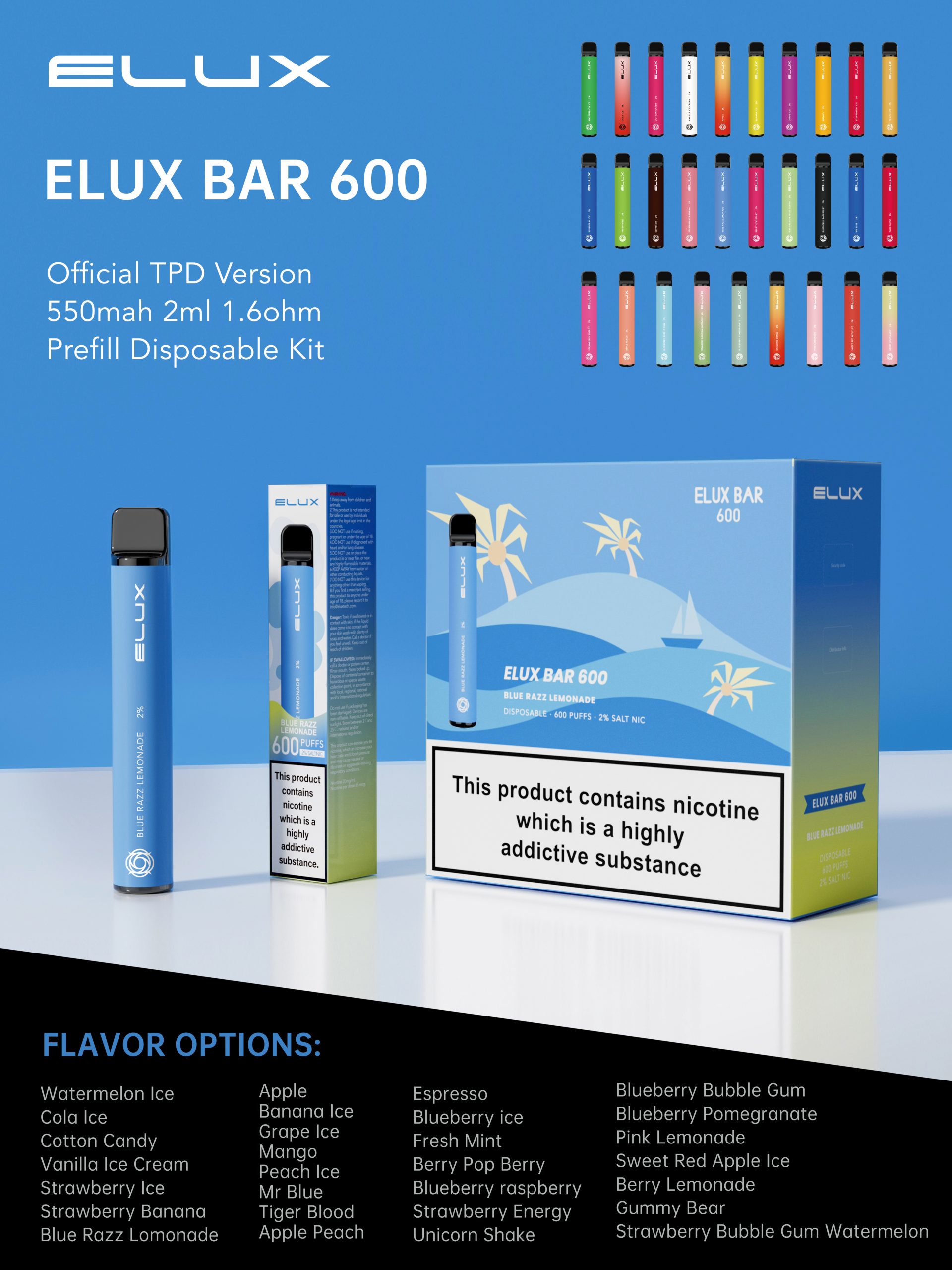 Elux Bar 600 vaporizzatore usa e getta