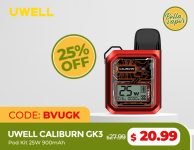 Now Pay $20.99 for Uwell Caliburn GK3 Pod Kit 25W 900mAh