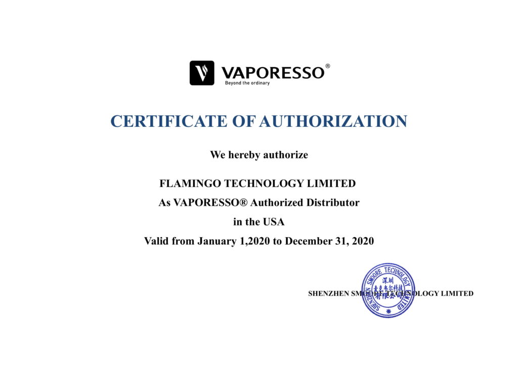អំណាចនៃមេធាវី Flamingo Technology Limited Vaporesso 1 1