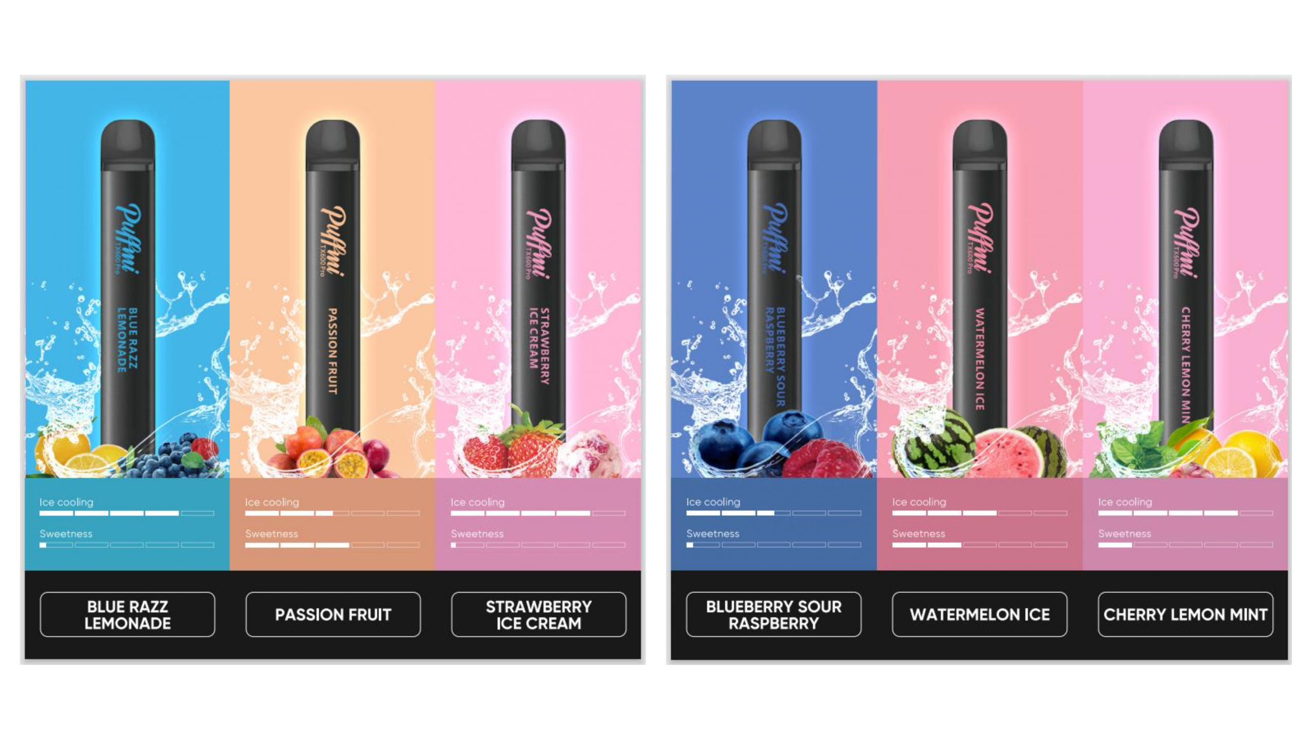 Puffmi TX600 Pro flavor range