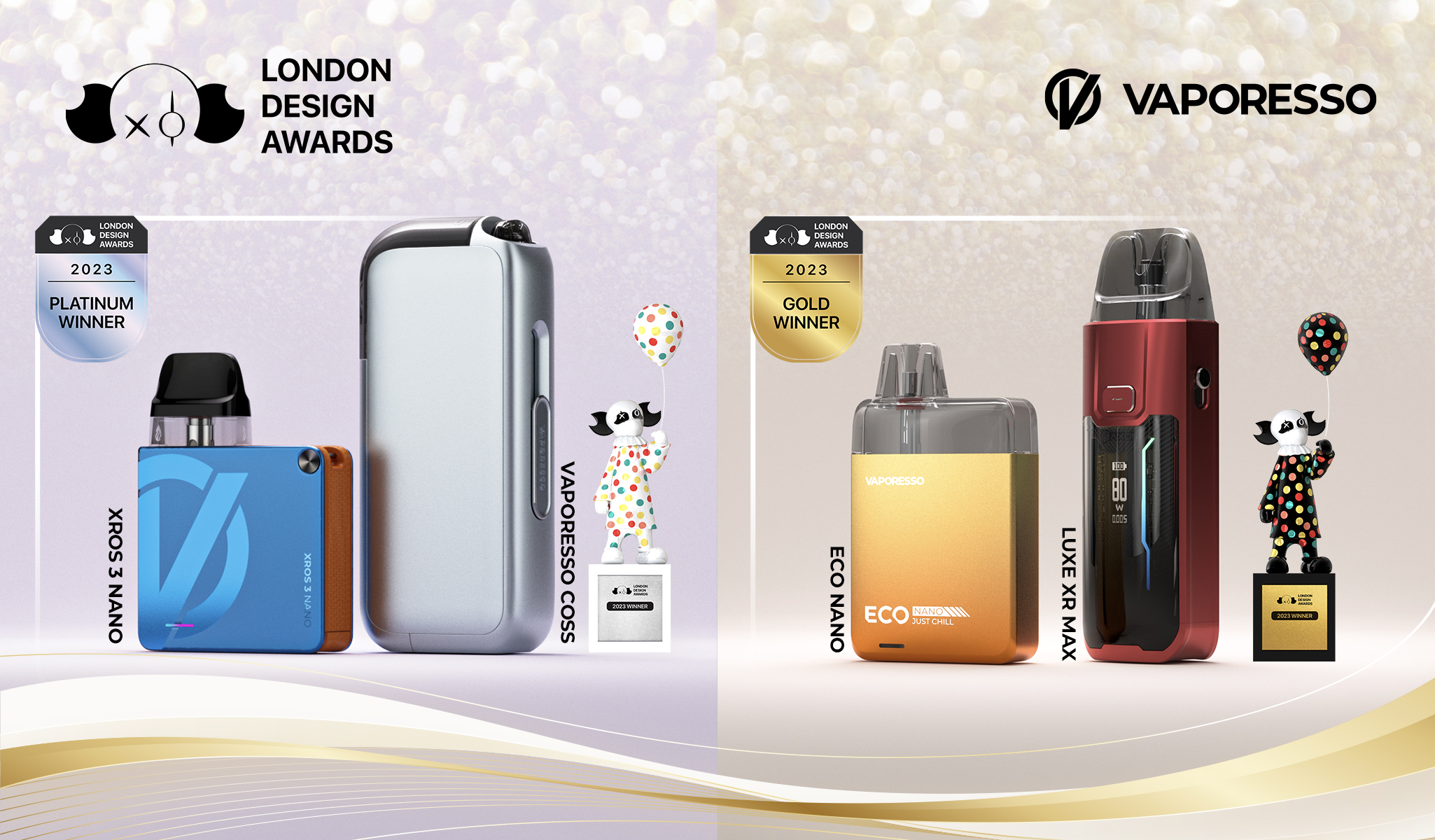 London Design Awards; I-Vaporesso; I-Vaporesso Coss; I-Vaporesso Eco Nano; I-Vaporesso XROS 3 Nano; I-Vaporesso LUXE XR Max